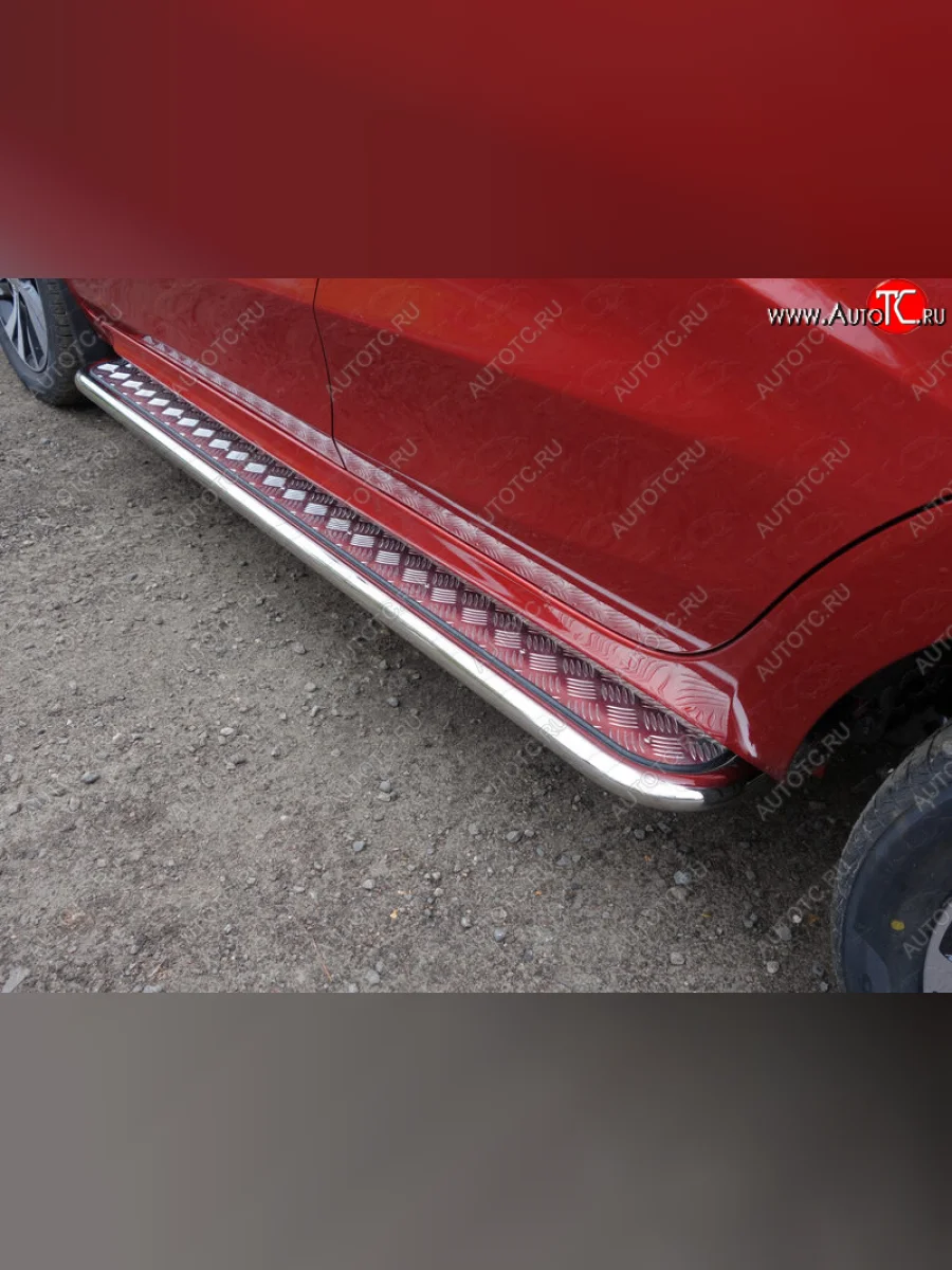 Пороги с площадкой 42,4 мм ТСС Тюнинг Лада ВАЗ XRAY (2016-2022) (серые)  в Керчи Республика Крым