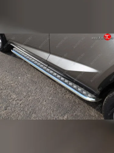 Пороги с площадкой 42,4 мм кроме F-Sport ТСС Тюнинг (серые) Lexus NX200 Z10 рестайлинг (2017-2021)