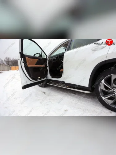 Пороги с площадкой 42,4 мм кроме F-Sport ТСС Тюнинг (серые) Lexus RX350 AL10 рестайлинг (2012-2015)