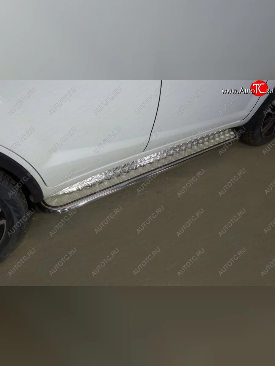 Пороги с площадкой 42,4 мм ТСС Тюнинг Lifan X60 2-ой рестайлинг (2016-2025) (серые)  в Самаре Самарской области