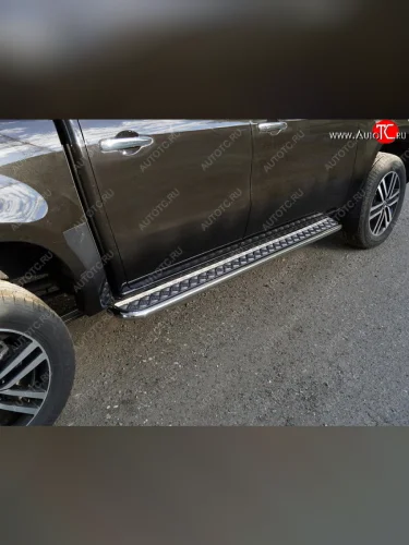 Пороги с площадкой 42,4 мм ТСС Тюнинг (серые) Mercedes-Benz X class W470 (2017-2020)