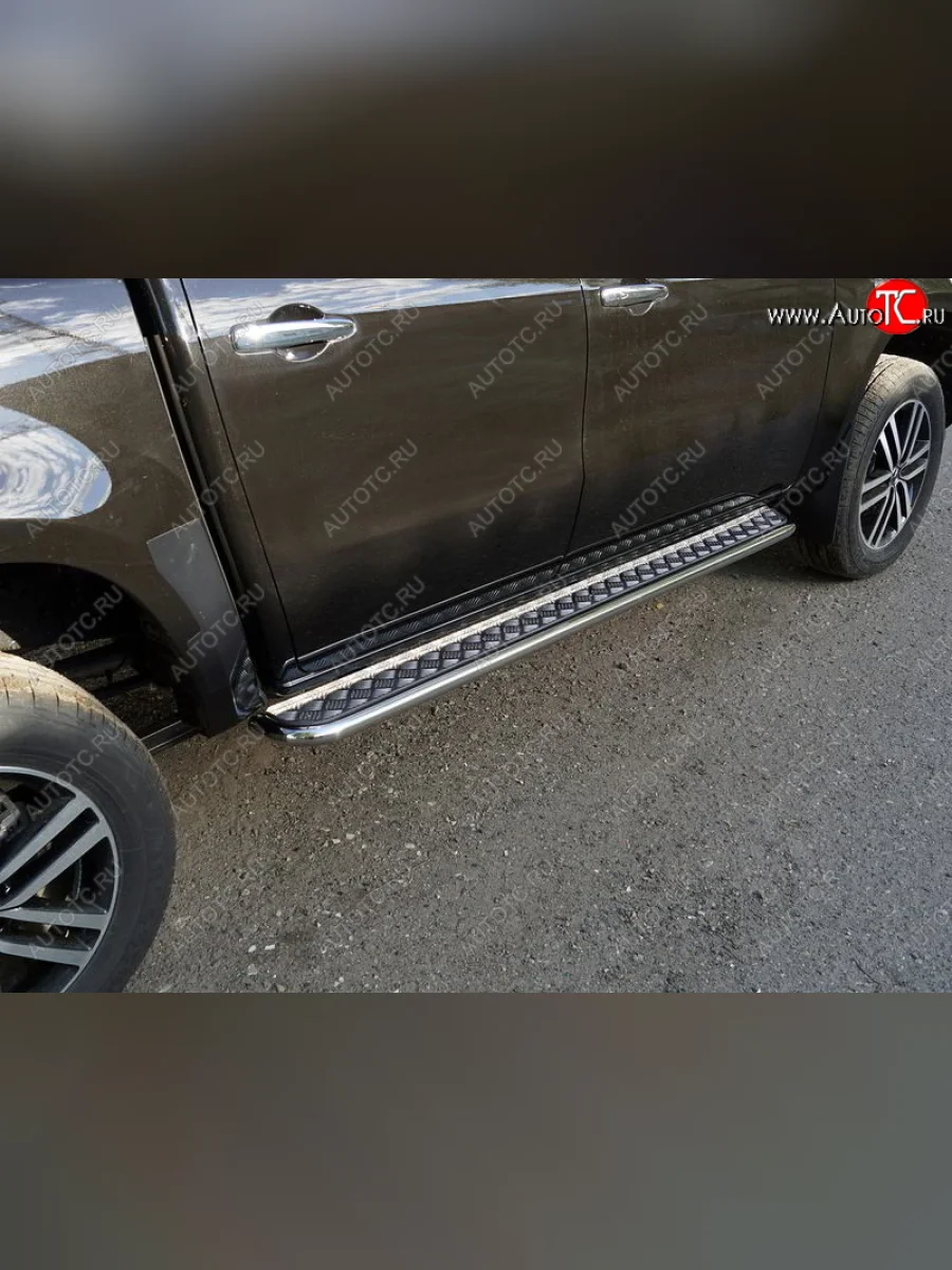 Пороги с площадкой 42,4 мм ТСС Тюнинг Mercedes-Benz X class W470 (2017-2020) (серые)  в Керчи Республика Крым