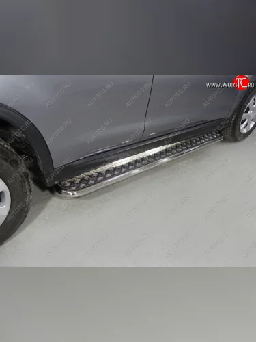 Пороги с площадкой 42,4 мм ТСС Тюнинг (серые) Mitsubishi ASX 2-ой рестайлинг (2017-2020)