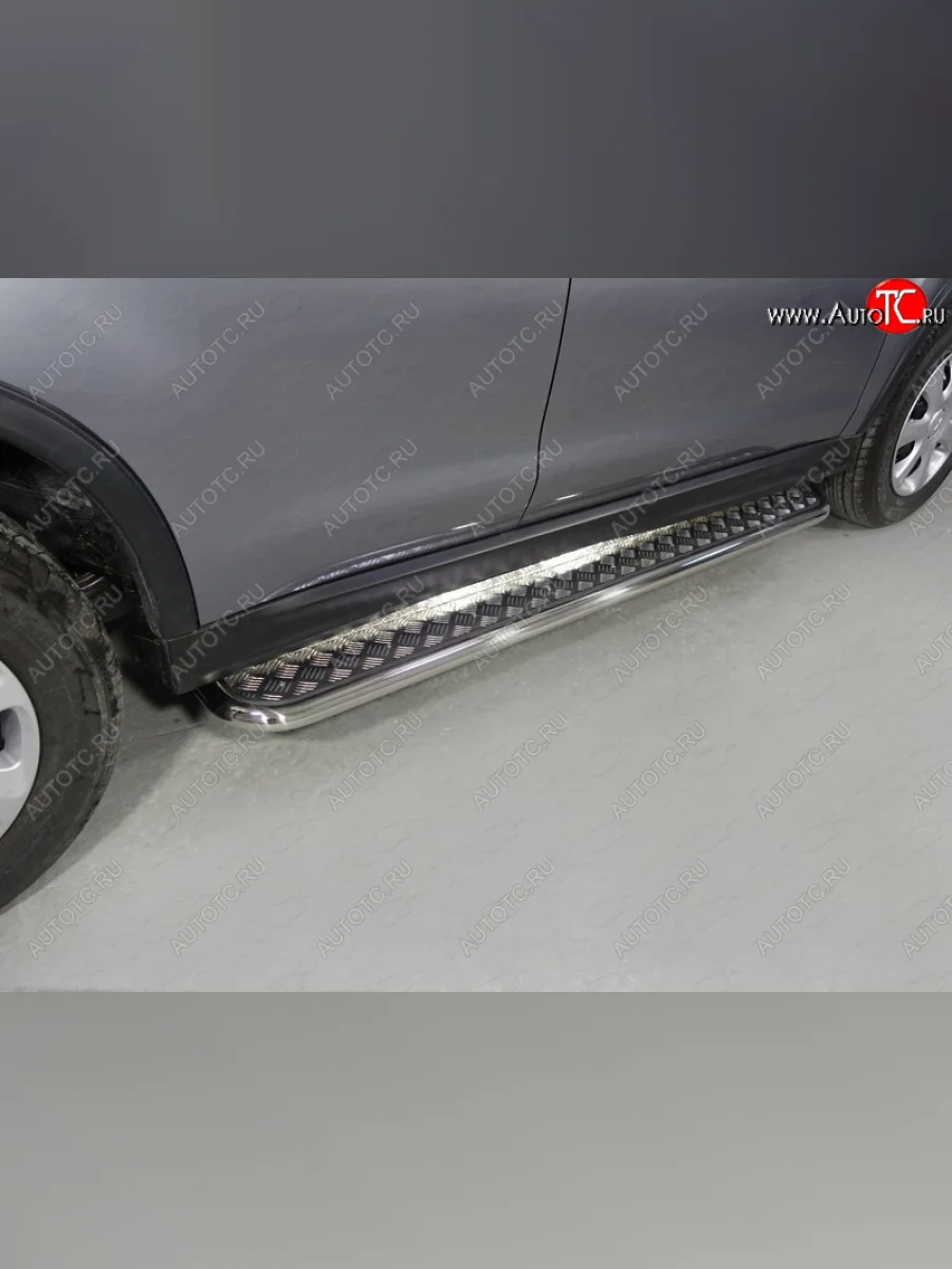 Пороги с площадкой 42,4 мм ТСС Тюнинг Mitsubishi ASX 2-ой рестайлинг (2017-2020) (серые)  в Керчи Республика Крым