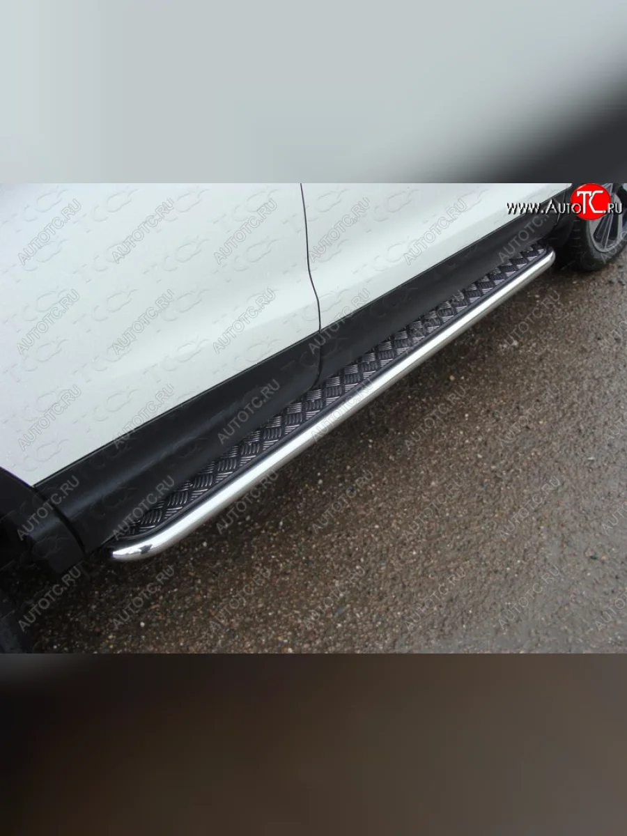 Пороги с площадкой 42,4 мм ТСС Тюнинг Nissan Qashqai 2 J11 дорестайлинг (2013-2019) (серые)  в Самаре Самарской области