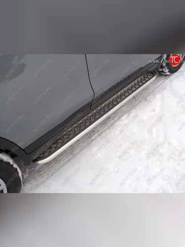 Пороги с площадкой 42,4 мм ТСС Тюнинг (серые) Nissan X-trail 3 T32 рестайлинг (2017-2022)