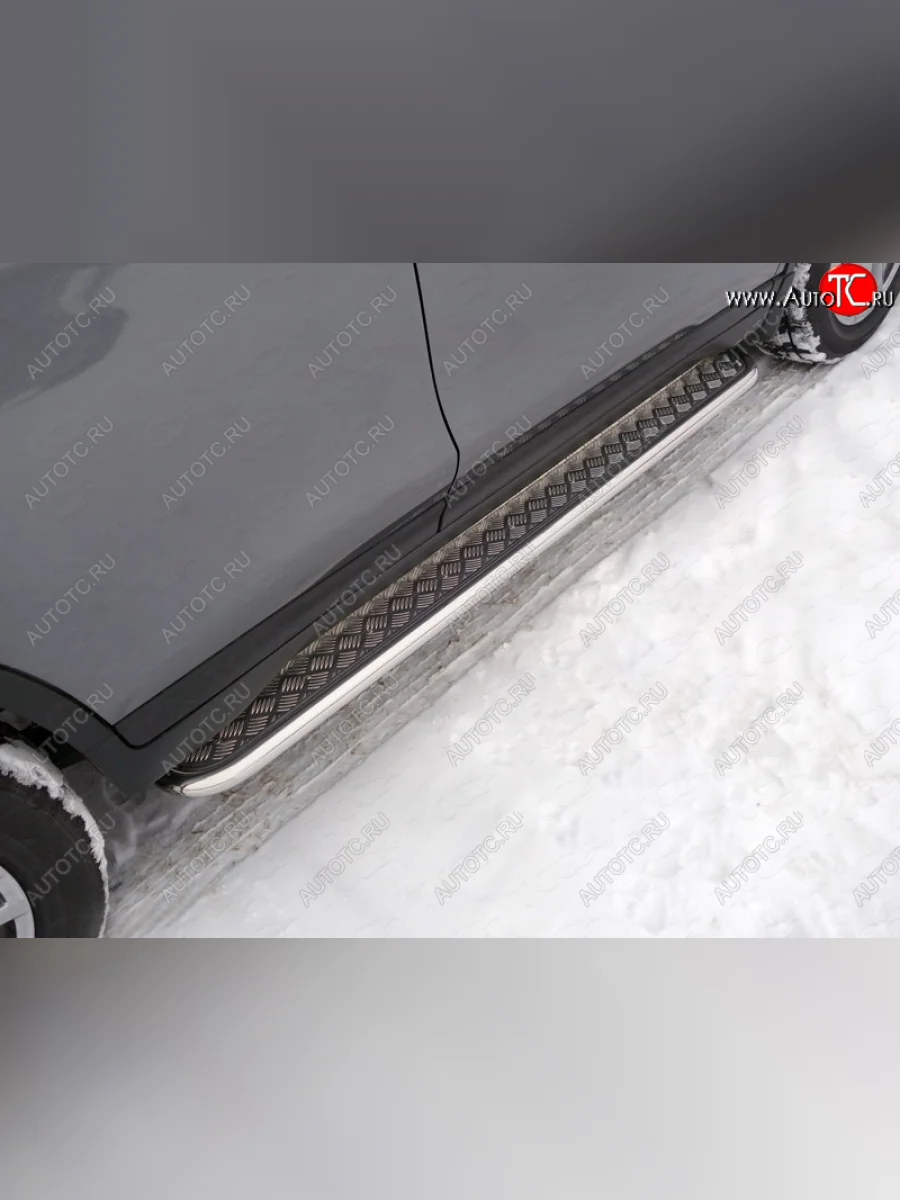 Пороги с площадкой 42,4 мм ТСС Тюнинг Nissan X-trail 3 T32 рестайлинг (2017-2022) (серые)  в Самаре Самарской области