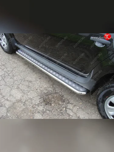 Пороги с площадкой 42,4 мм ТСС Тюнинг (серые) Renault Duster HS дорестайлинг (2010-2015)