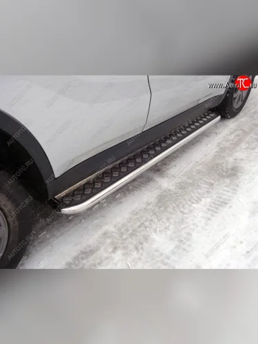 Пороги с площадкой 42,4 мм ТСС Тюнинг (серые) Suzuki Vitara LY дорестайлинг (2015-2019)