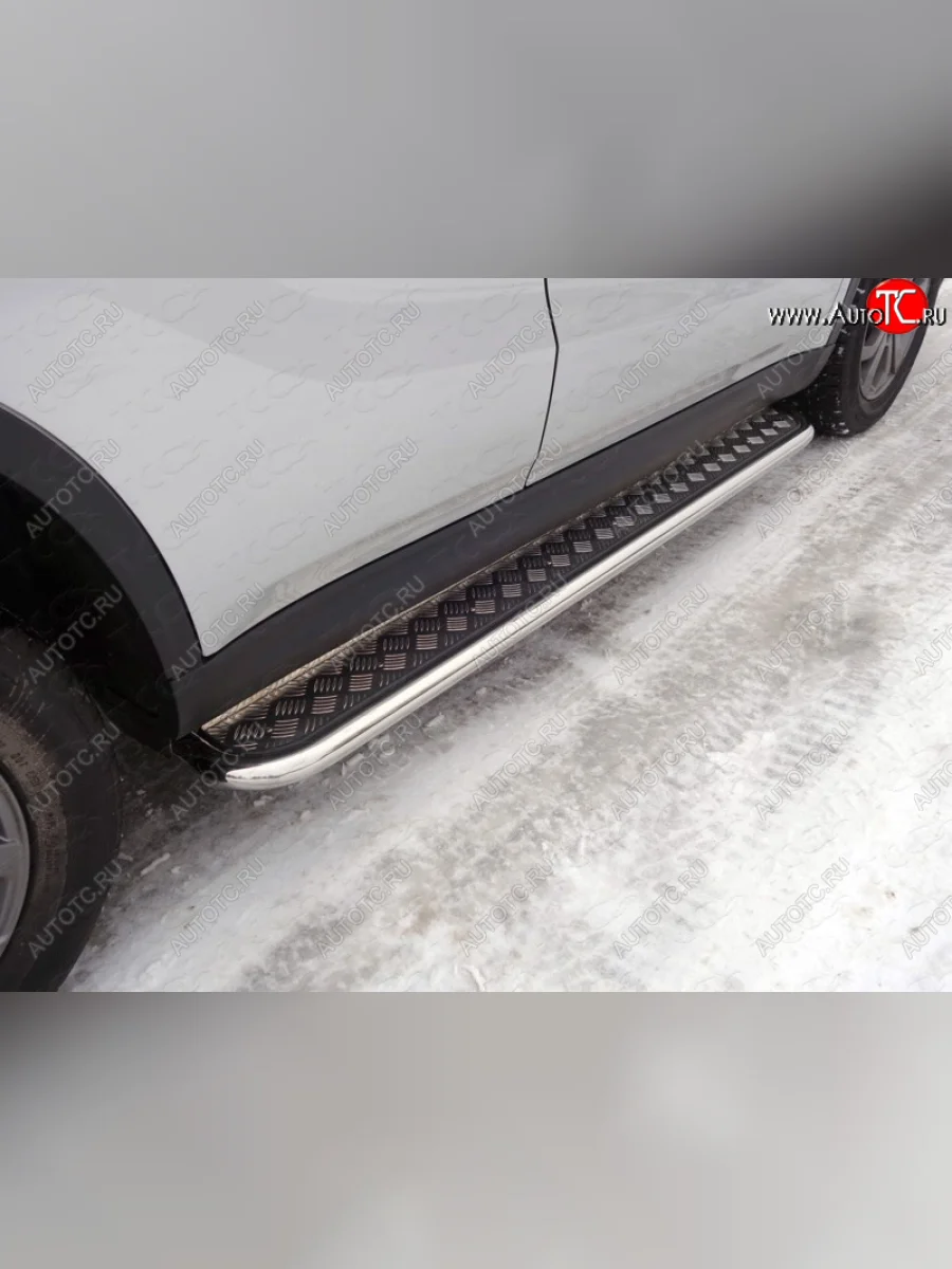 Пороги с площадкой 42,4 мм ТСС Тюнинг Suzuki Vitara LY дорестайлинг (2015-2019) (серые)  в Перми Пермском крае