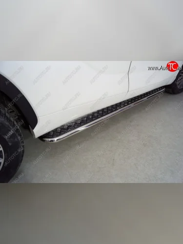 Пороги с площадкой 42,4 мм ТСС Тюнинг (серые) Toyota Highlander XU70 (2020-2025)