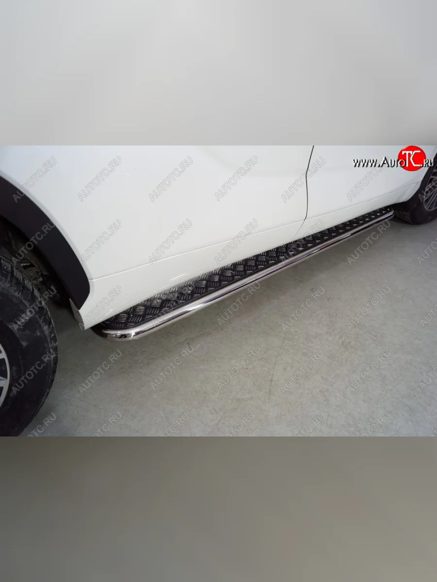 Пороги с площадкой 42,4 мм ТСС Тюнинг Toyota Highlander XU70 (2020-2025) (серые)  в Самаре Самарской области