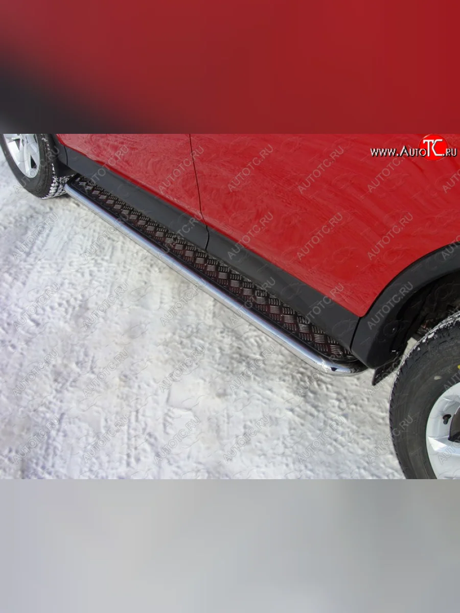 Пороги с площадкой 42,4 мм ТСС Тюнинг Toyota RAV4 XA40 5 дв. дорестайлинг (2012-2015) (серые)  в Воронеже Воронежской области