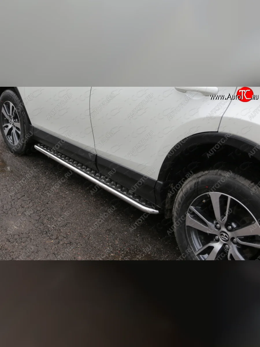 Пороги с площадкой 42,4 мм ТСС Тюнинг Toyota RAV4 XA40 5 дв. рестайлинг (2015-2019) (серые)  в Самаре Самарской области