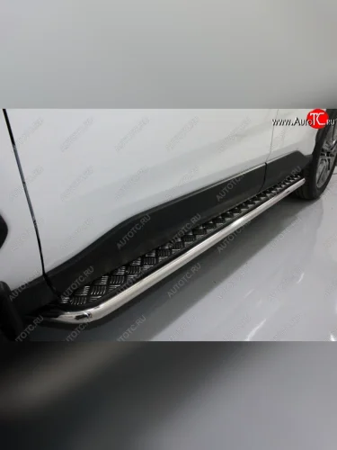 Пороги с площадкой 42,4 мм ТСС Тюнинг (серые) Toyota RAV4 XA50 5 дв. дорестайлинг (2018-2025)