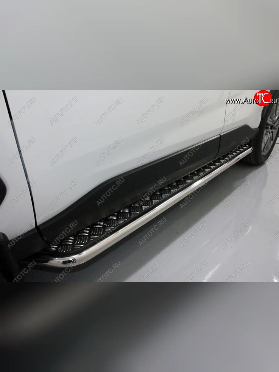 Пороги с площадкой 42,4 мм ТСС Тюнинг Toyota RAV4 XA50 5 дв. дорестайлинг (2018-2025) (серые)  в Самаре Самарской области