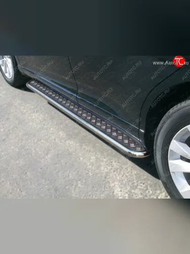 Пороги с площадкой 42,4 мм ТСС Тюнинг (серые) Toyota Venza GV10 рестайлинг (2012-2016)