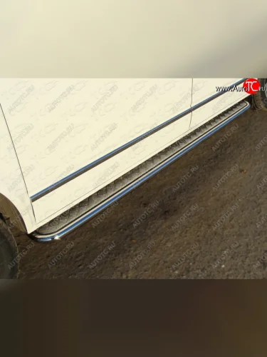 Пороги с площадкой 42,4 мм ТСС Тюнинг (серые) Volkswagen Multivan T5 рестайлинг (2009-2015)