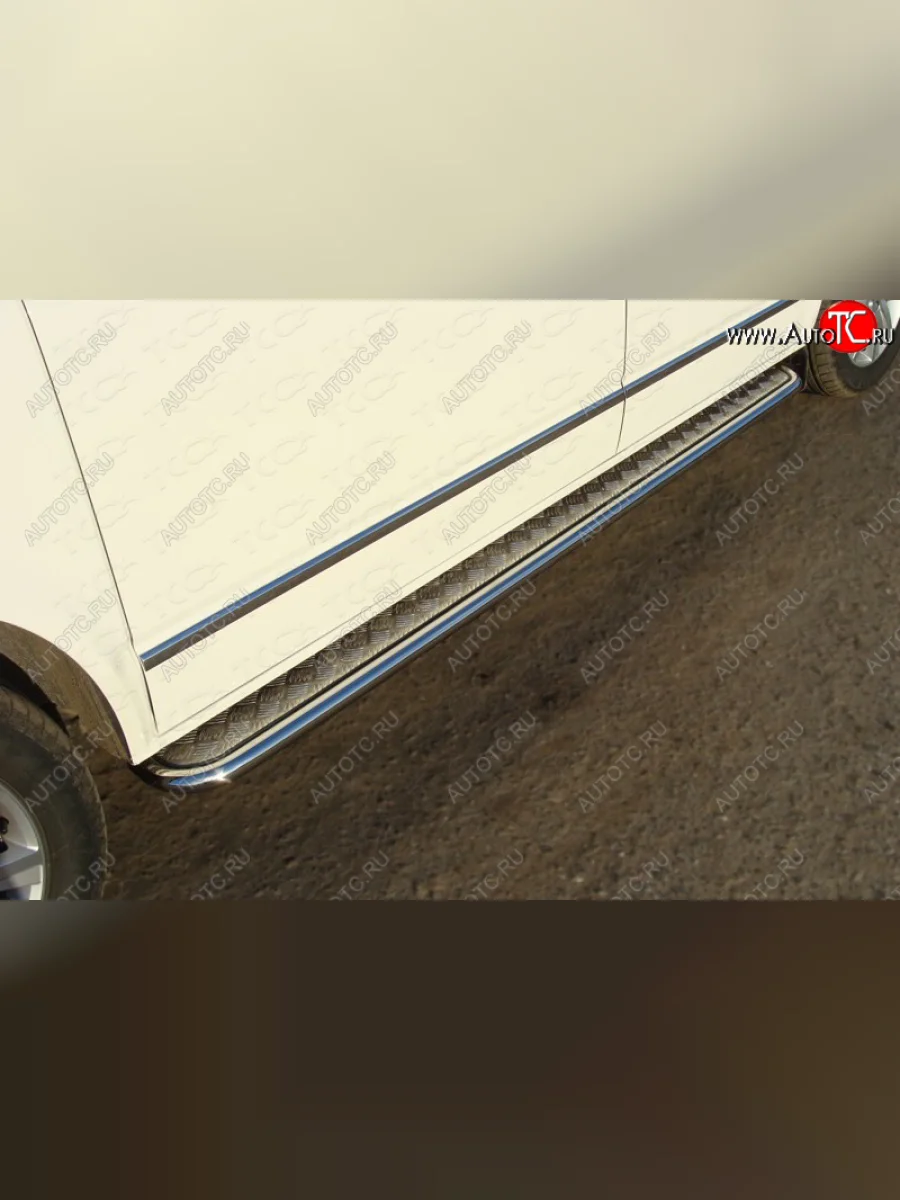 Пороги с площадкой 42,4 мм ТСС Тюнинг Volkswagen Multivan T6 дорестайлинг (2016-2019) (серые)  в Перми Пермском крае