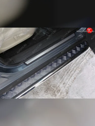 Пороги с площадкой 42,4 мм укороченные ТСС Тюнинг (серые) INFINITI QX60 L50 рестайлинг (2016-2021)