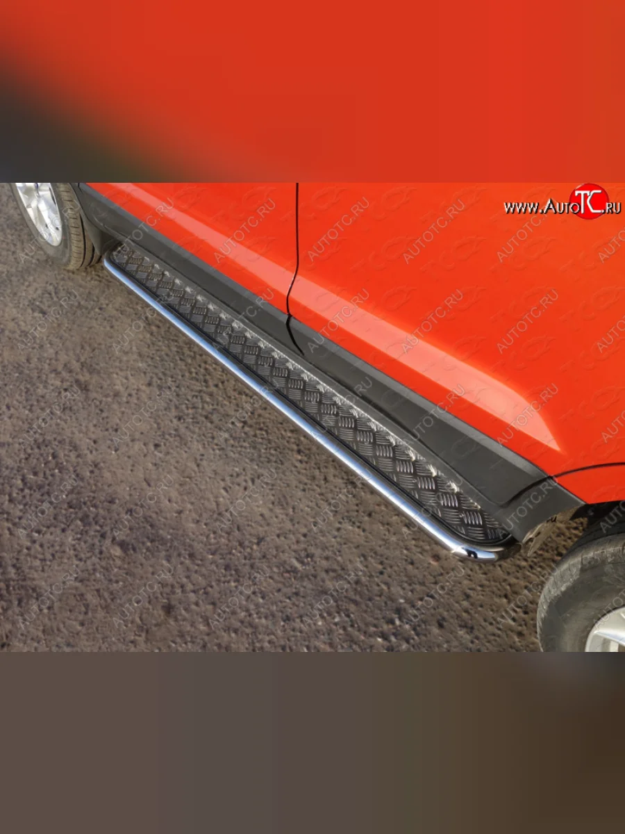 Пороги с площадкой 42,4 мм ТСС Тюнинг Ford EcoSport дорестайлинг (2013-2019) (серые)  в Перми Пермском крае