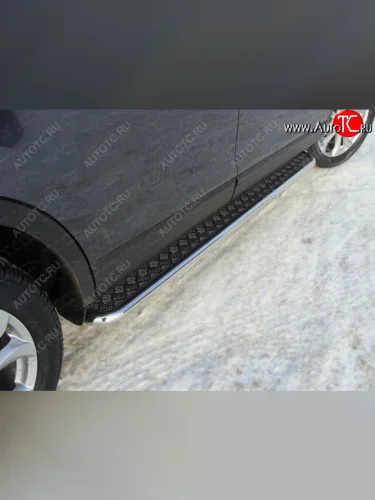  Пороги с площадкой 42,4 мм ТСС Тюнинг (серые) Mazda CX-9  TB (2012-2015) 2-ой рестайлинг