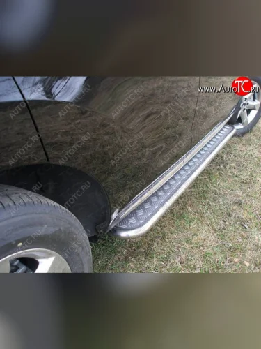 Пороги с площадкой 42,4 мм ТСС Тюнинг (серые) Nissan Murano 2 Z51 рестайлинг (2010-2016)