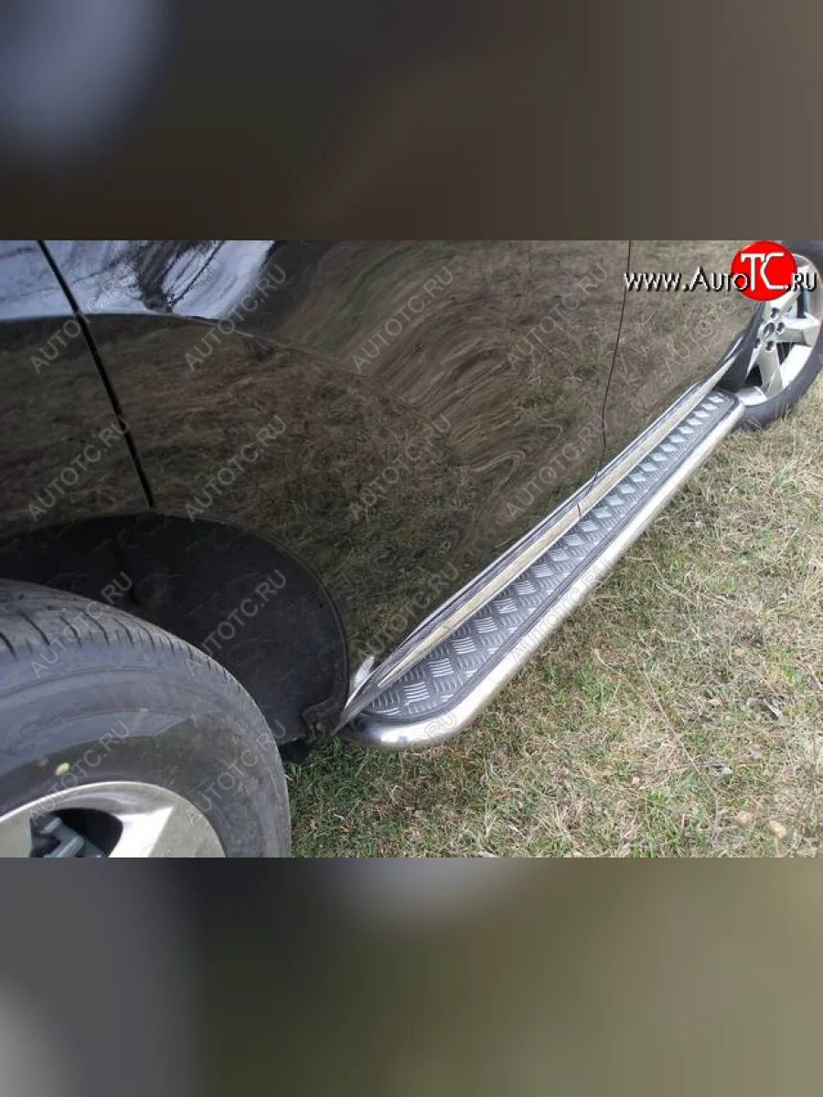 Пороги с площадкой 42,4 мм ТСС Тюнинг Nissan Murano 2 Z51 рестайлинг (2010-2016) (серые)  в Самаре Самарской области