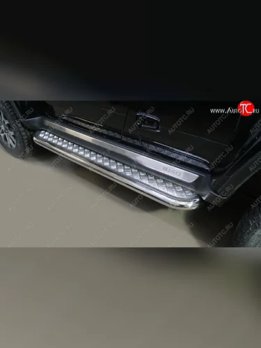 Пороги с площадкой 60,3 мм ТСС Тюнинг (серые) BAIC BJ40 (2022-2025)