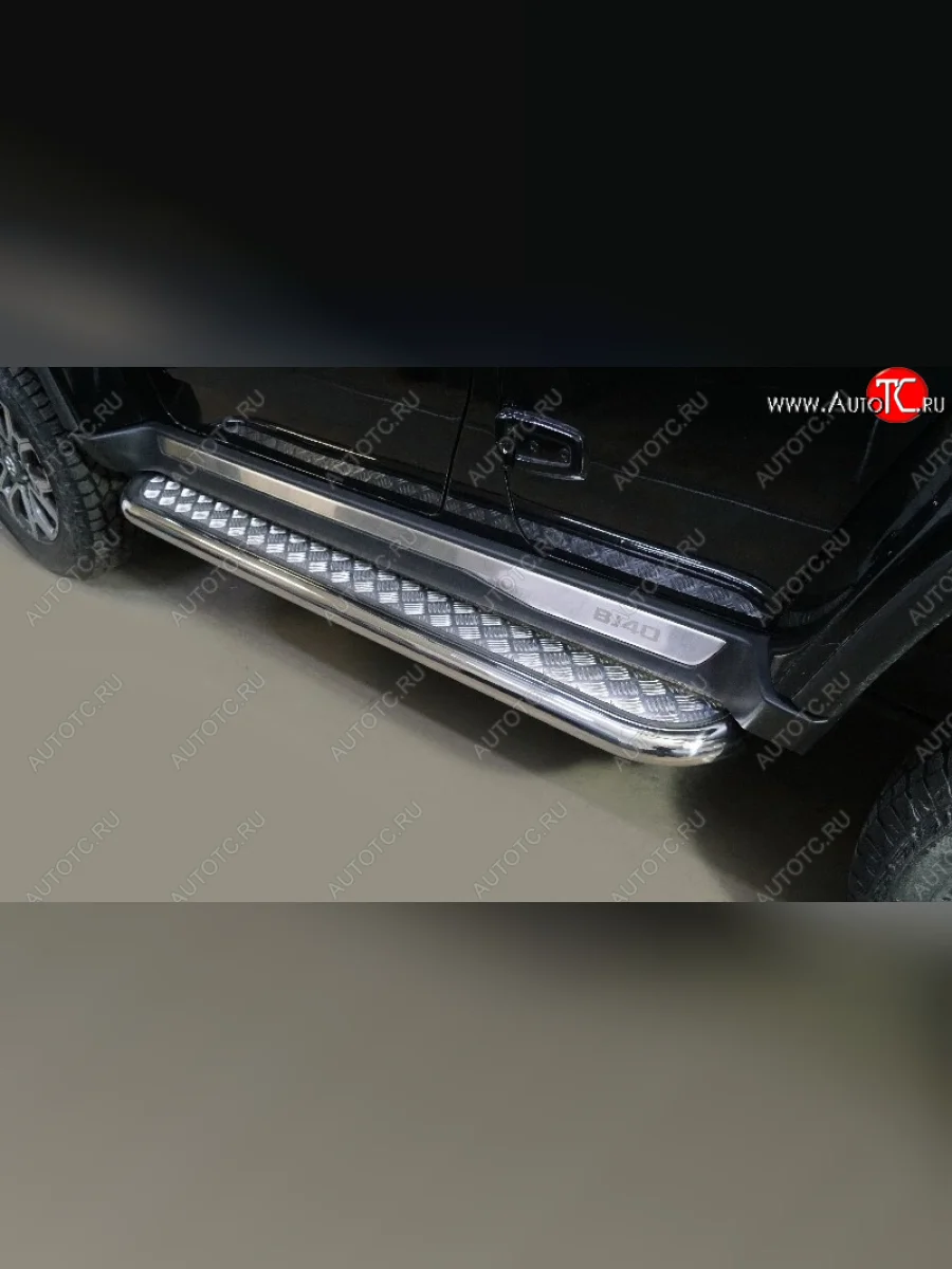 Пороги с площадкой 60,3 мм ТСС Тюнинг BAIC BJ40 (2022-2025) (серые)  в Керчи Республика Крым