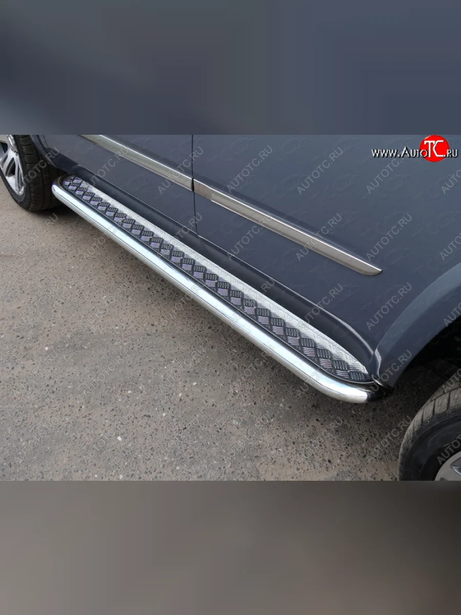 Пороги с площадкой 60,3 мм ТСС Тюнинг Cadillac Escalade GMTK2 джип 5 дв. короткая база (2015-2020) (серые)  в Керчи Республика Крым