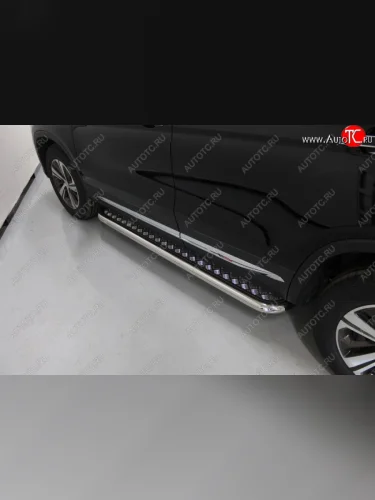 Пороги с площадкой 60,3 мм ТСС Тюнинг (серые) Changan CS75 1-ый рестайлинг (2018-2022)