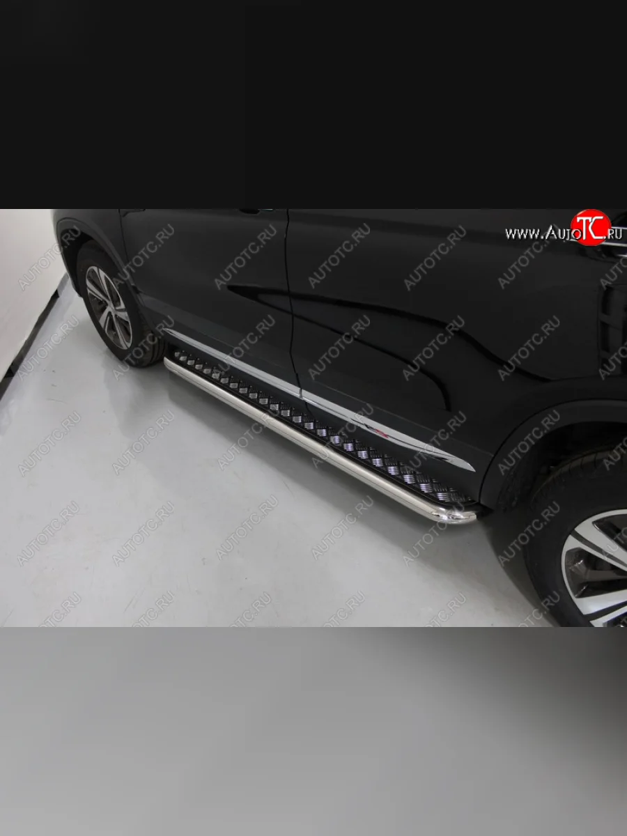 Пороги с площадкой 60,3 мм ТСС Тюнинг Changan CS75 1-ый рестайлинг (2018-2022) (серые)  в Перми Пермском крае