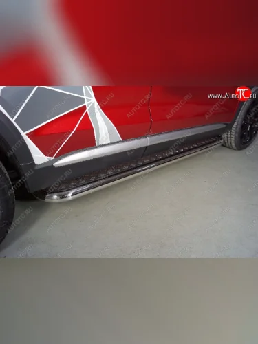 Пороги с площадкой 60,3 мм ТСС Тюнинг (серые) Changan CS75 1-ый рестайлинг (2018-2022)