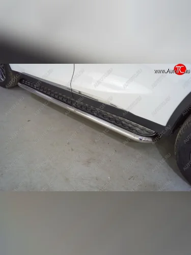 Пороги с площадкой 60,3 мм ТСС Тюнинг (серые) EXEED TXL  дорестайлинг (2020-2021)