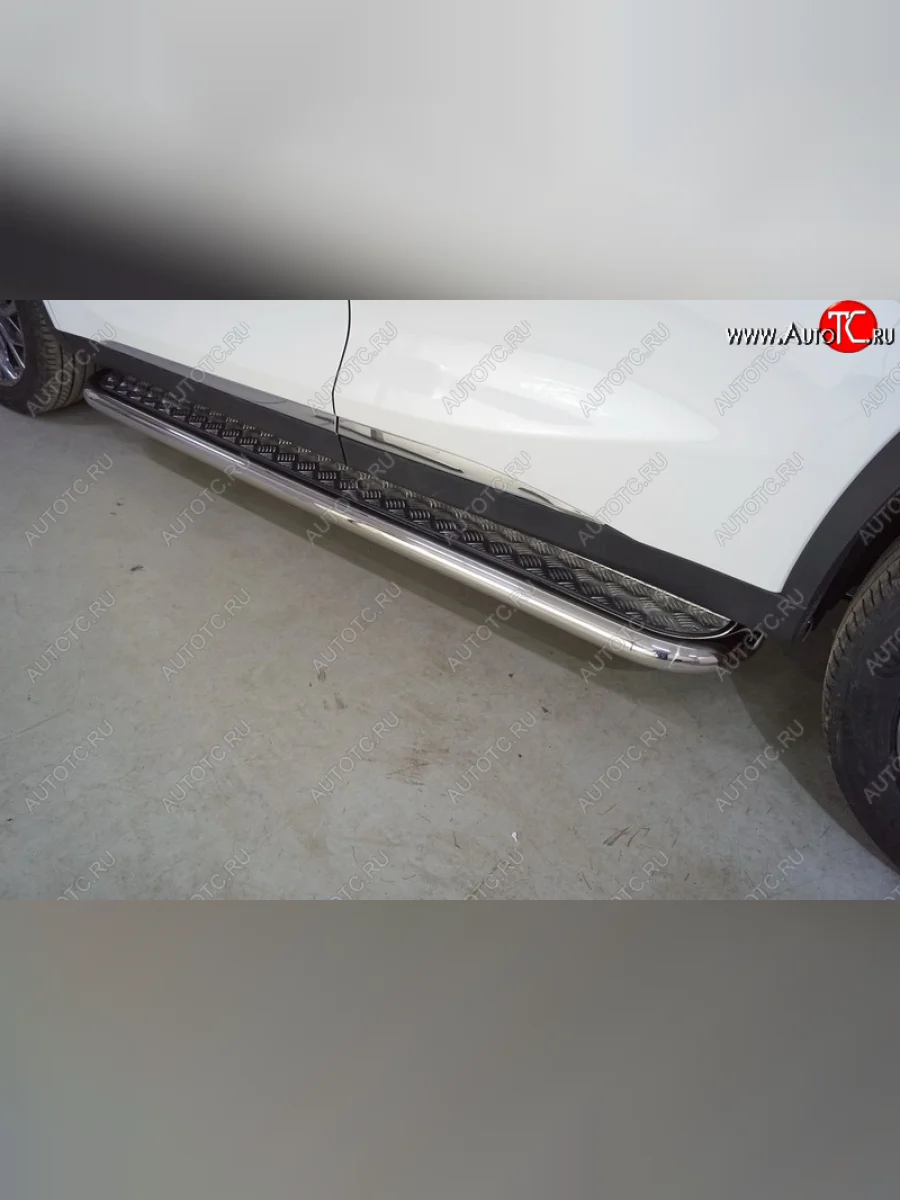 Пороги с площадкой 60,3 мм ТСС Тюнинг EXEED TXL  дорестайлинг (2020-2021) (серые)  в Керчи Республика Крым