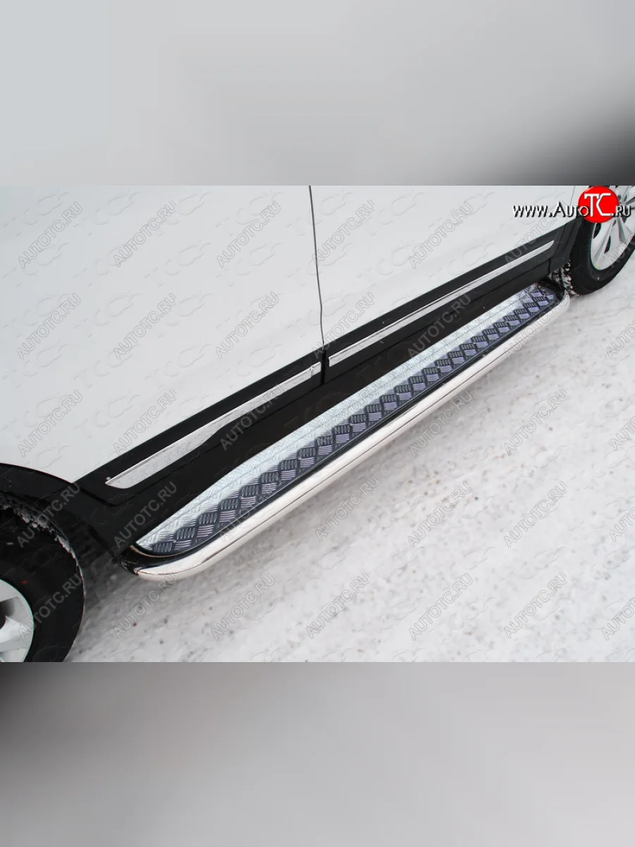 Пороги с площадкой 60,3 мм ТСС Тюнинг Chery Tiggo 5 (T21) дорестайлинг (2014-2017) (серые)  в Самаре Самарской области
