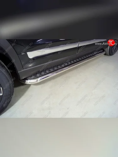 Пороги с площадкой 60,3 мм ТСС Тюнинг (серые) Chery Tiggo 8 PRO (2021-2025)