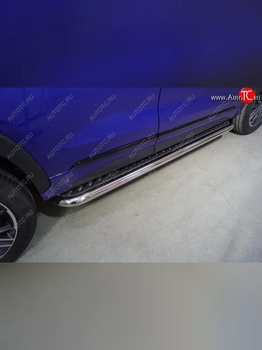 Пороги с площадкой 60,3 мм ТСС Тюнинг EXEED LX 1-ый рестайлинг (2021-2025) (серые)  с доставкой в г. Керчь
