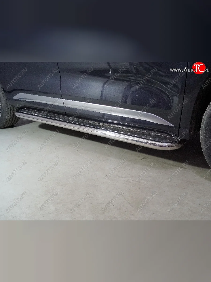 Пороги с площадкой 60,3 мм ТСС Тюнинг EXEED VX дорестайлинг (2020-2023) (серые)  в Перми Пермском крае