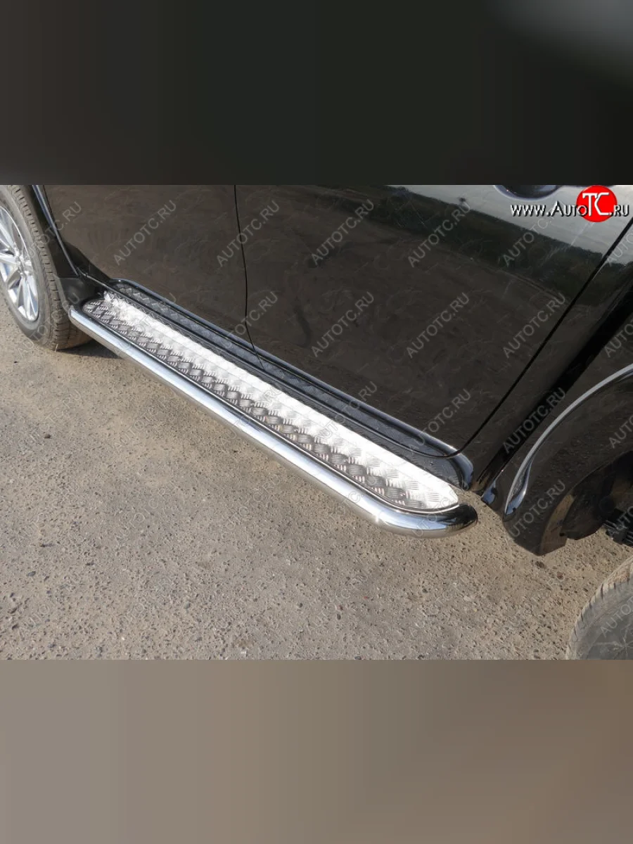 Пороги с площадкой 60,3 мм ТСС Тюнинг Fiat Fullback (2016-2018) (серые)  в Керчи Республика Крым