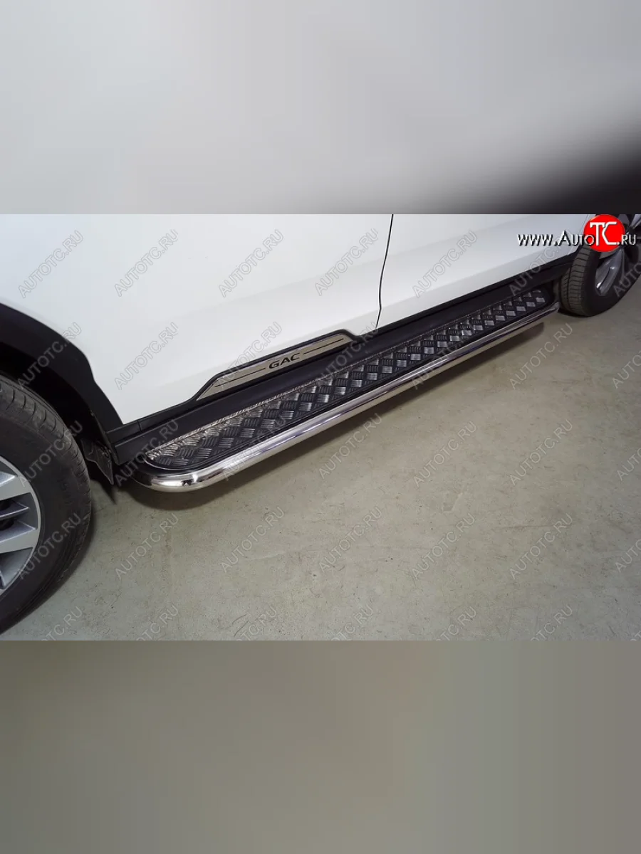Пороги с площадкой 60,3 мм ТСС Тюнинг GAC GS8 (2016-2023) (серые)  с доставкой в г. Керчь