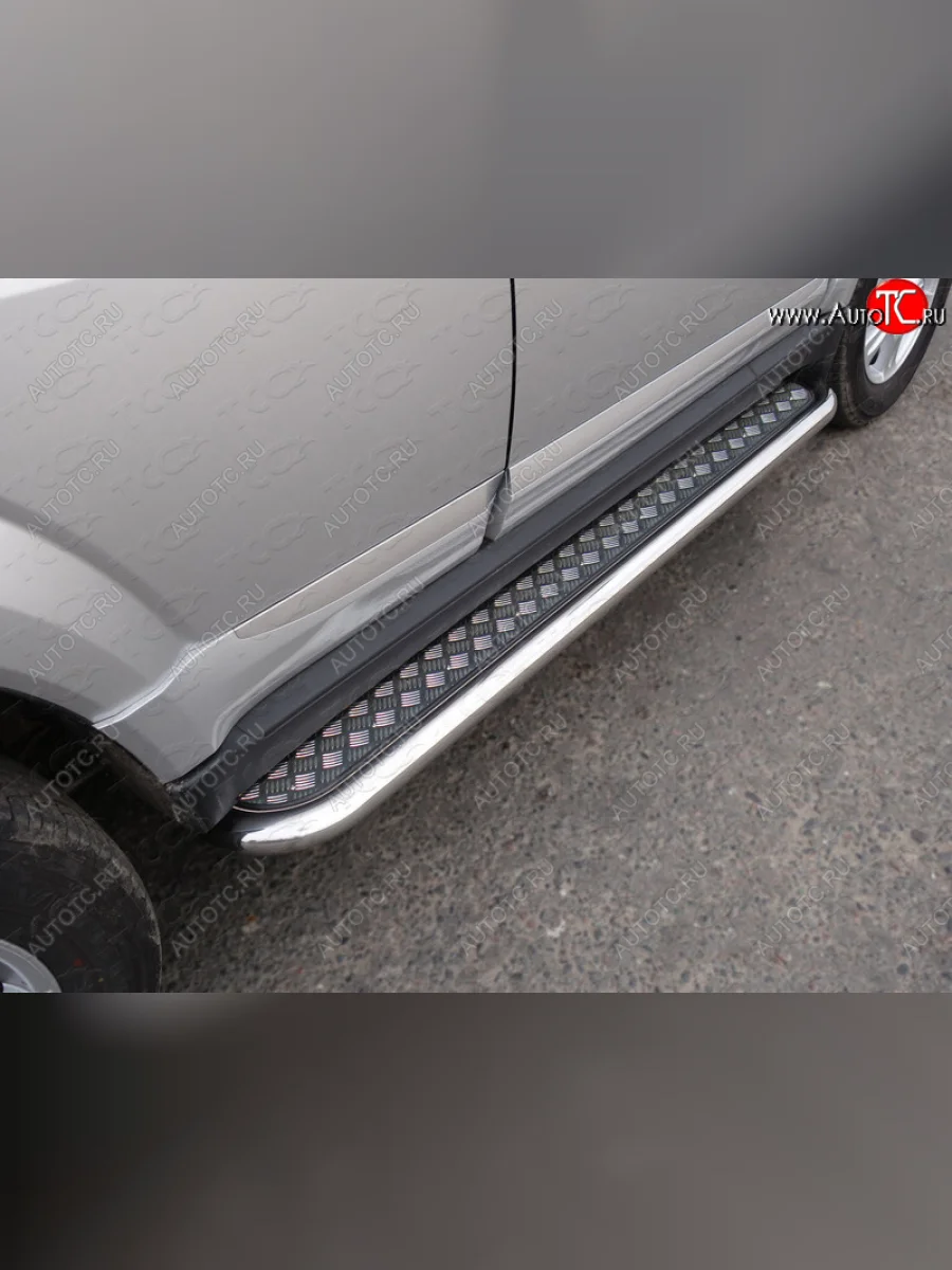 Пороги с площадкой 60,3 мм ТСС Тюнинг Great Wall Hover H3  рестайлинг (2014-2016) (серые)  в Воронеже Воронежской области