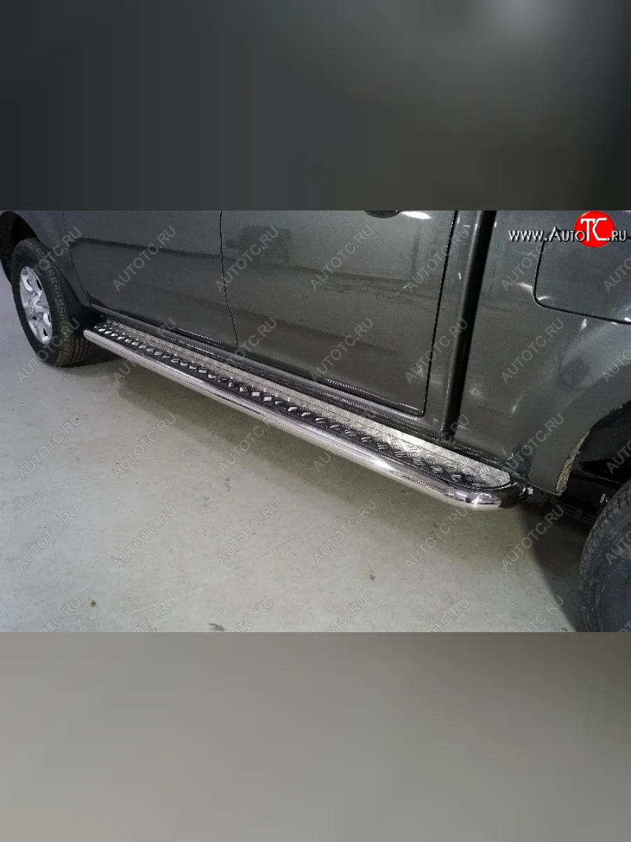 Пороги с площадкой 60,3 мм ТСС Тюнинг Great Wall Wingle 7 пикап (2018-2023) (серые)  в Перми Пермском крае