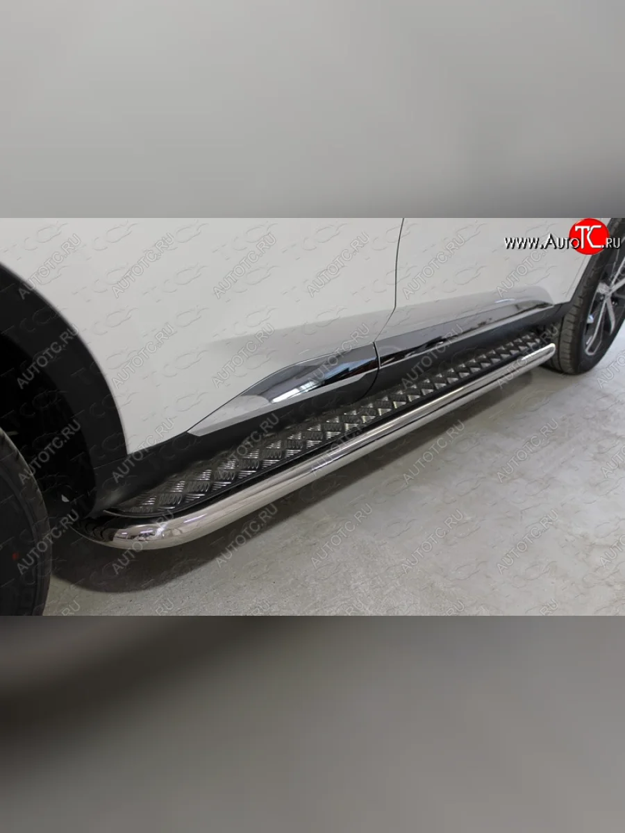 Пороги с площадкой 60,3 мм ТСС Тюнинг Haval F7  дорестайлинг (2018-2022) (серые)  с доставкой в г. Керчь