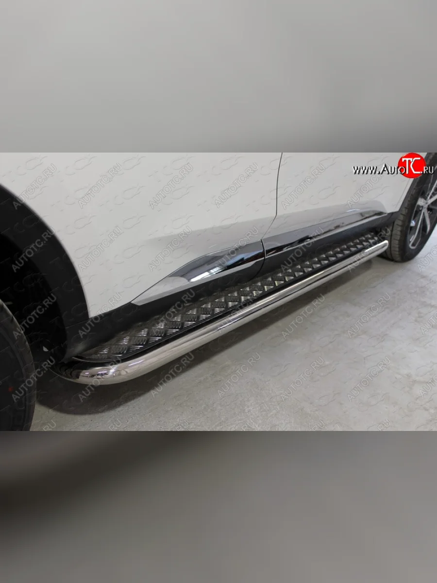 Пороги с площадкой 60,3 мм ТСС Тюнинг Haval F7 рестайлинг (2022-2024) (серые)  в Керчи Республика Крым