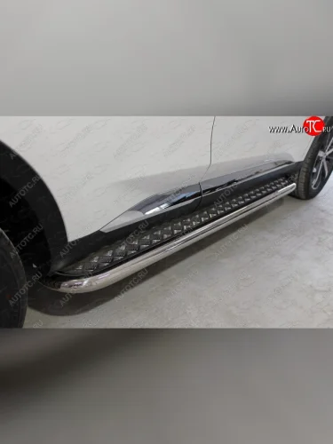 Пороги с площадкой 60,3 мм ТСС Тюнинг (серые) Haval F7x рестайлинг (2022-2024)