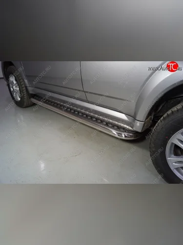 Пороги с площадкой 60,3 мм ТСС Тюнинг (серые) Haval H5 рестайлинг (2020-2023)