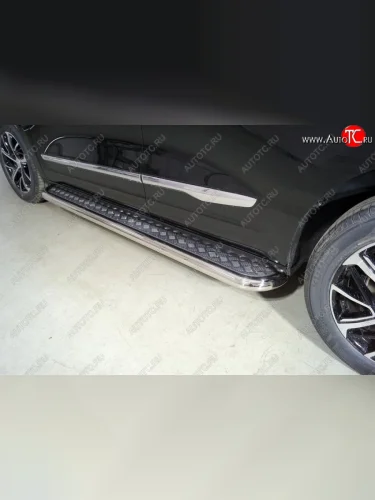 Пороги с площадкой 60,3 мм ТСС Тюнинг (серые) Haval Jolion дорестайлинг (2020-2024)