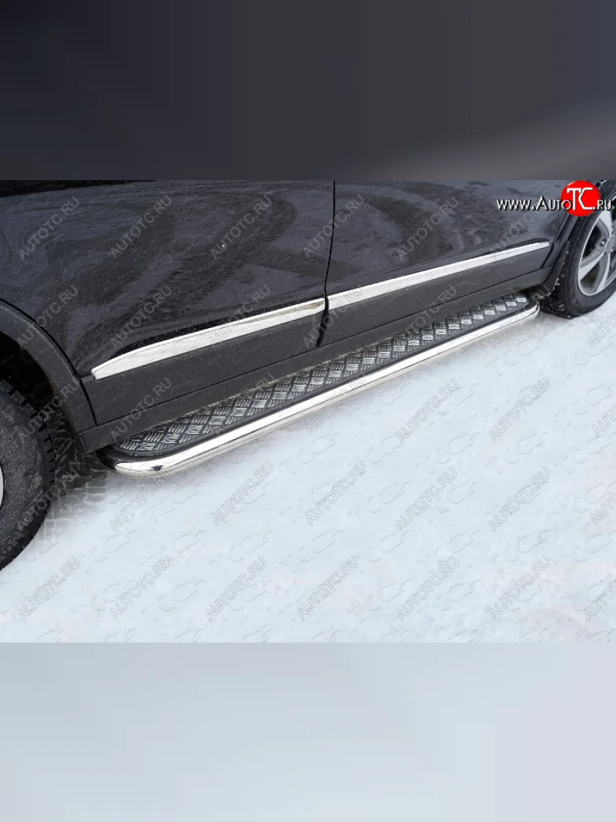 Пороги с площадкой 60,3 мм ТСС Тюнинг Haval M6 (2021-2025) (серые)  в Керчи Республика Крым